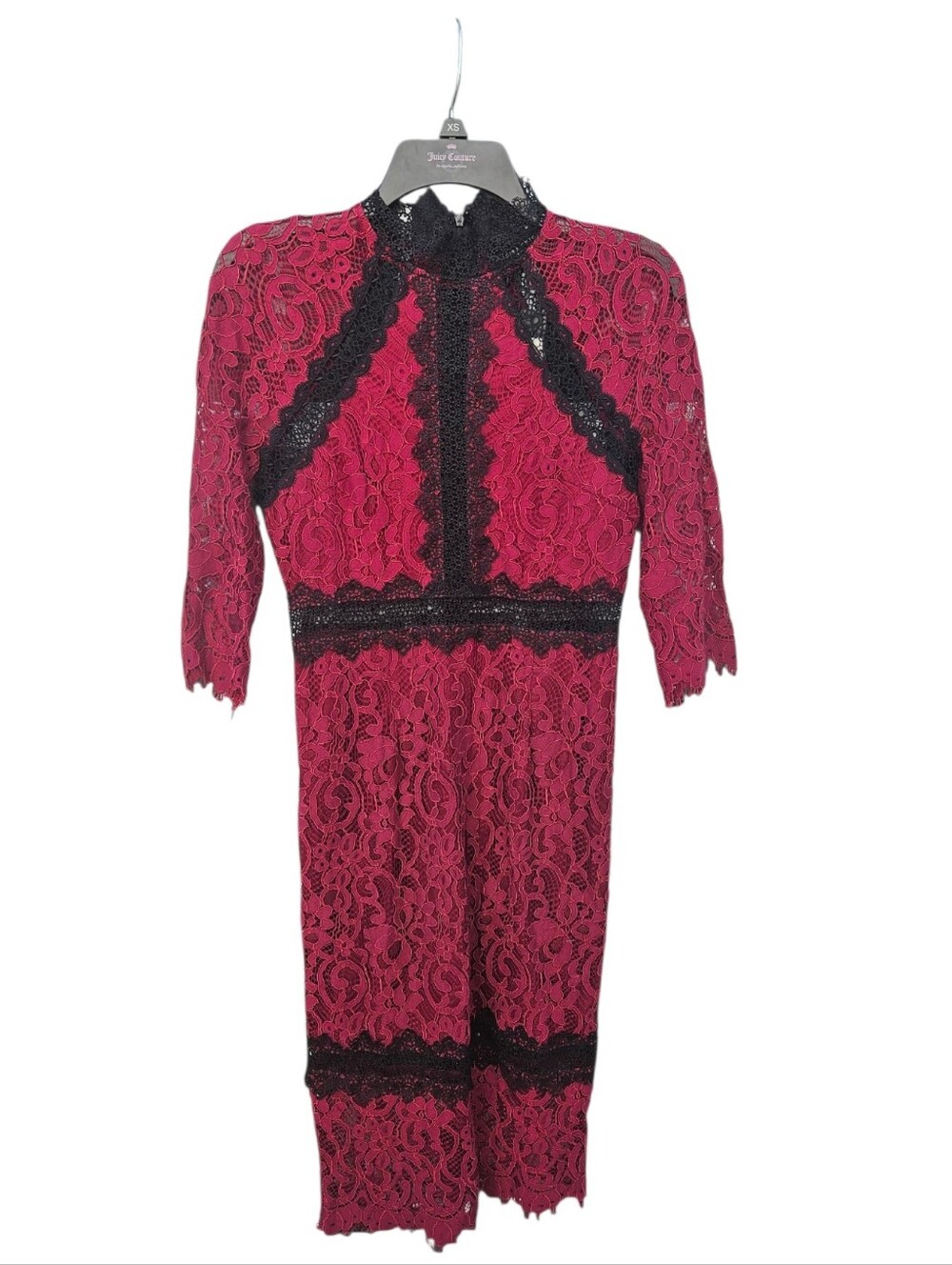 AKIRA Chicago Women's Machelia Lace Midi Burgundy Dress Size M Cocktail Party